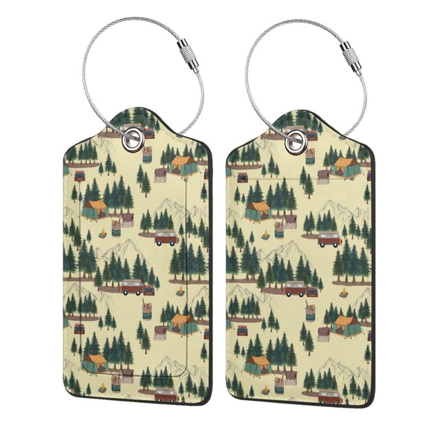 Cauagu Camping Caravan 1 Print Luggage Tags,Leather Luggage Tags for