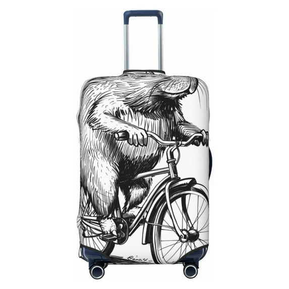 Cauagu Capybara Riding Bicycle Print Travel Luggage Cover,Travel Dust-proof Suitcase Cover Softside Suitcase Protector for 18-32inch,Not Included Suitcase