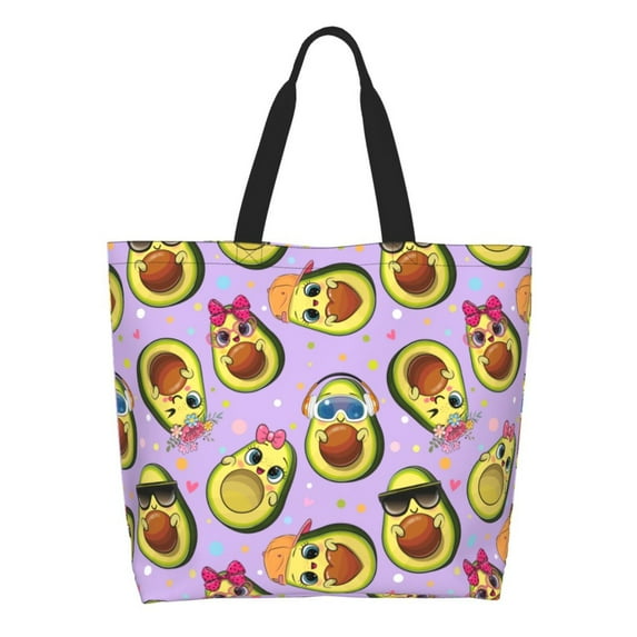 Cauagu Cartoon Avocados Print Women Large Capacity Tote Bag - Casual Shoulder Bag Fashion Handbag Shopping Bag Daily Bag Hobo Bags for Travel Work and Shopping