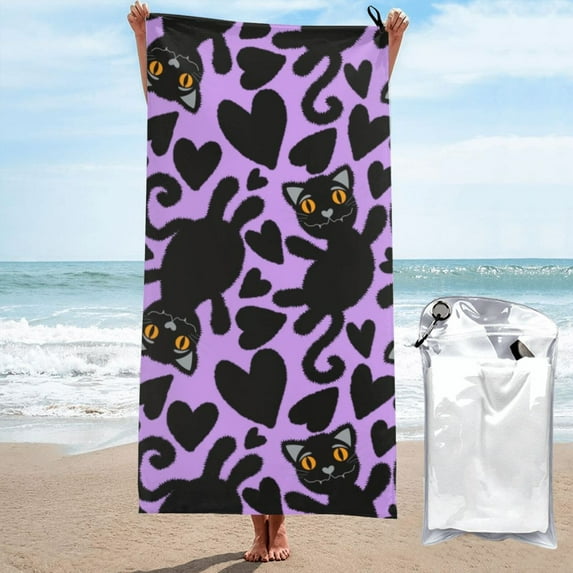 Cauagu Cartoon Black Cats Print Extra Large Bath Towels 1 Pack, Quick Drying Towels Highly Absorbent Bath Towel for for Body Sport Yoga SPA & Fitness-31.5"x63"