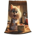 Cauagu Cartoon Cooking Cat Pattern Flannel Bed Blankets,Fleece Blanket