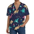 thumbnail image 1 of Cauagu Cartoon Dinosaur Men's Short Sleeve Button Down Hawaiian Shirt for Men Bowling Shirts Casual Summer Beach Shirt,3X-Large, 1 of 6