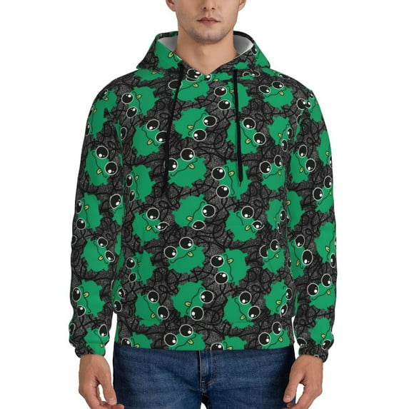 Cauagu Cartoon Kawaii Frogs for Men's Pullover Hooded Sweatshirt Athletic Casual Hoodie Aautumn Hoodie Sweatshirt for Men Pullover Casual Hooded Sweatshirt-Small