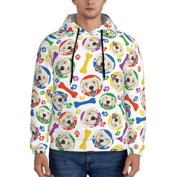 Cauagu Cartoon Labrador Retriever for Men's Pullover Hooded Sweatshirt Athletic Casual Hoodie Aautumn Hoodie Sweatshirt for Men Pullover Casual Hooded Sweatshirt-X-Large
