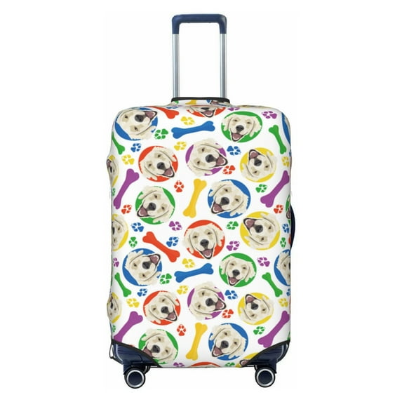 Cauagu Cartoon Labrador Retriever Print Travel Luggage Cover,Travel Dust-proof Suitcase Cover Softside Suitcase Protector for 18-32inch,Not Included Suitcase