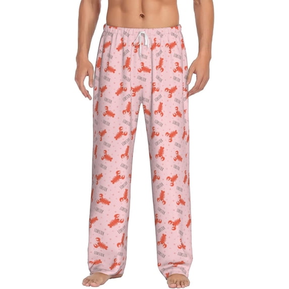 Cauagu Cartoon Lobsters 3 Mens Pajama Pants Sleep & Lounge Pants,PJ Bottoms with Pockets-Medium