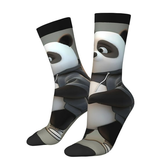 Cauagu Cartoon Pandas Basketball Print Crew Socks for Women and Men,Adult Athletic Running Socks 1-Pair Sports Socks Work Gear Socks with Moisture Wicking