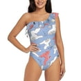 thumbnail image 1 of Cauagu Cartoon Poodle Dog Print Women's Sexy One Piece Swimsuits One Shoulder Ruffle Tummy Control Bathing Suit Slimming Swimwear-XX-Large, 1 of 6
