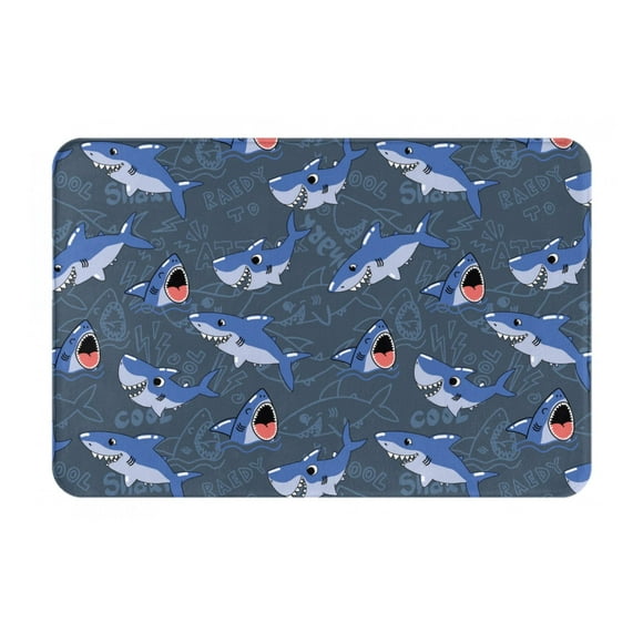 Cauagu Cartoon Shark Print Front Door Mat for Indoor Entrance 16x24 Inche,Absorbent Doormat Washable Carpet for Bathroom/Garage/Kitchen/Entry/Back