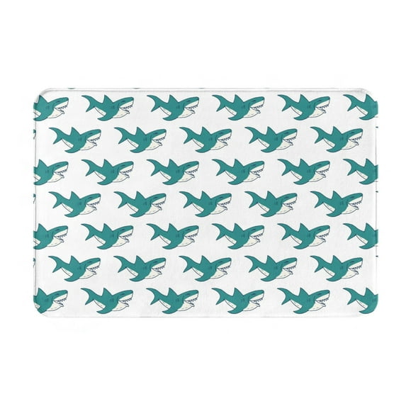 Cauagu Cartoon Shark Print Front Door Mat for Indoor Entrance 16x24 Inche,Absorbent Doormat Washable Carpet for Bathroom/Garage/Kitchen/Entry/Back
