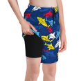 thumbnail image 1 of Cauagu Cartoon Shark Print Swim Trunks for Men,Youth Boys Swim Shorts Compression Liner Beach Shorts Boys' Swimming Shorts 7-20 Years Bathing Suit-Large, 1 of 7