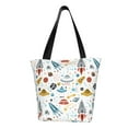 thumbnail image 1 of Cauagu Cartoon Space Print Canvas Aesthetic Tote Bag for Women Beach Bag Shopping Bags Shoulder Bag Reusable Grocery Bags, 1 of 7