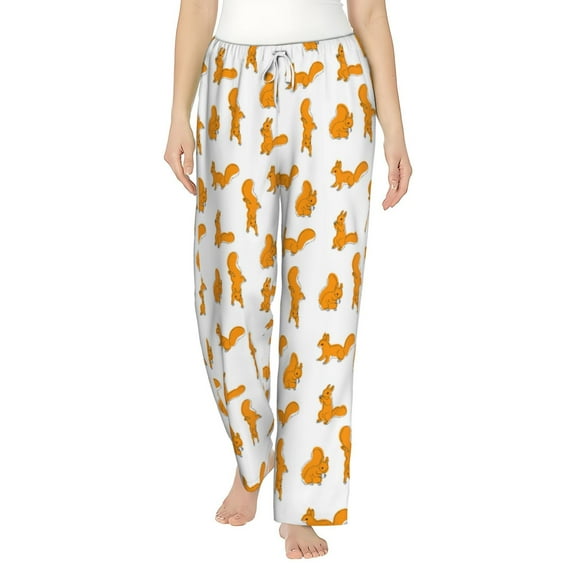 Cauagu Cartoon Squirrel Pajama Pants for Women Loose Fit Wide Leg Trouser Pants Casual Elastic Waist Drawstring Lounge Pants