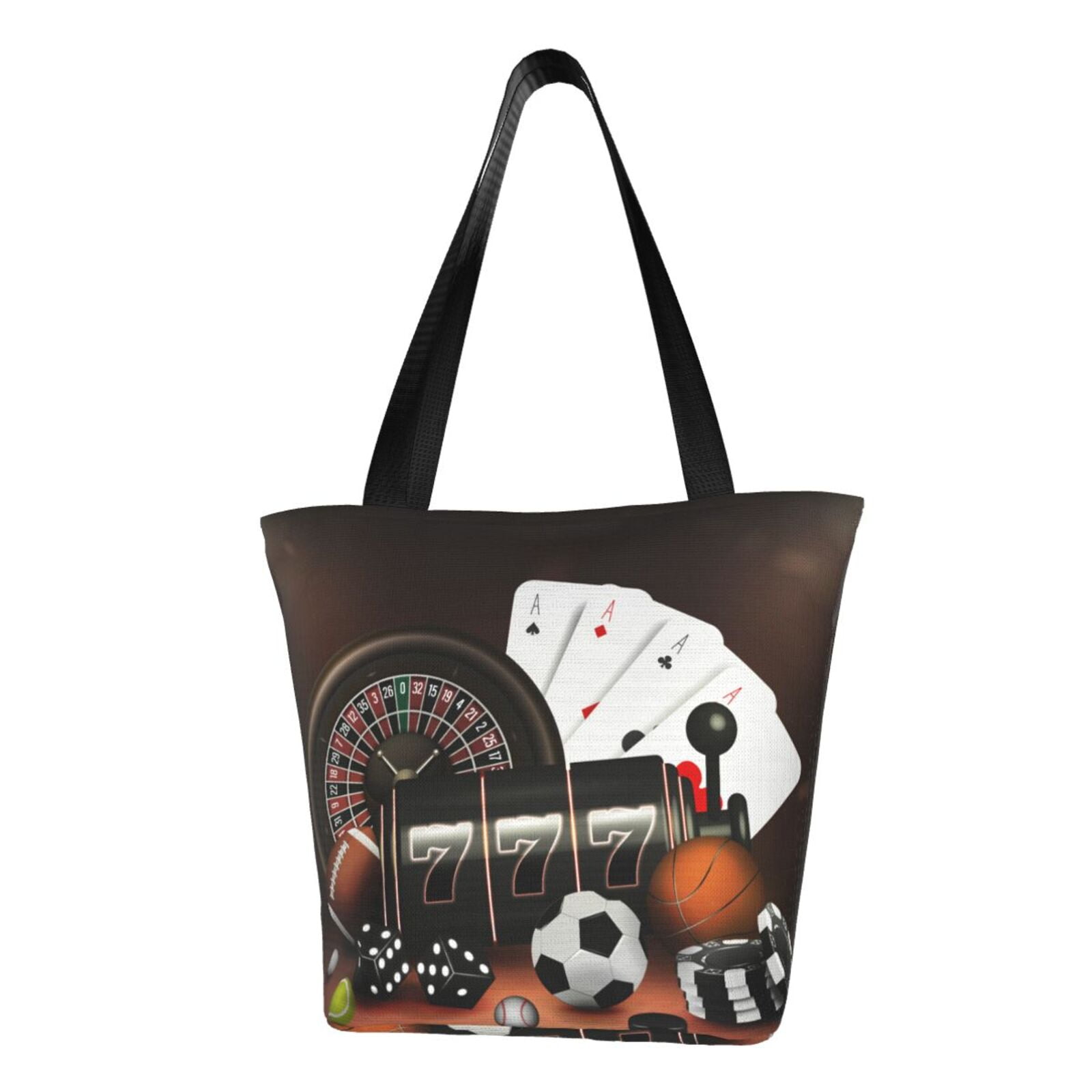 Cauagu Casino And Sports Print Canvas Aesthetic Tote Bag for Women
