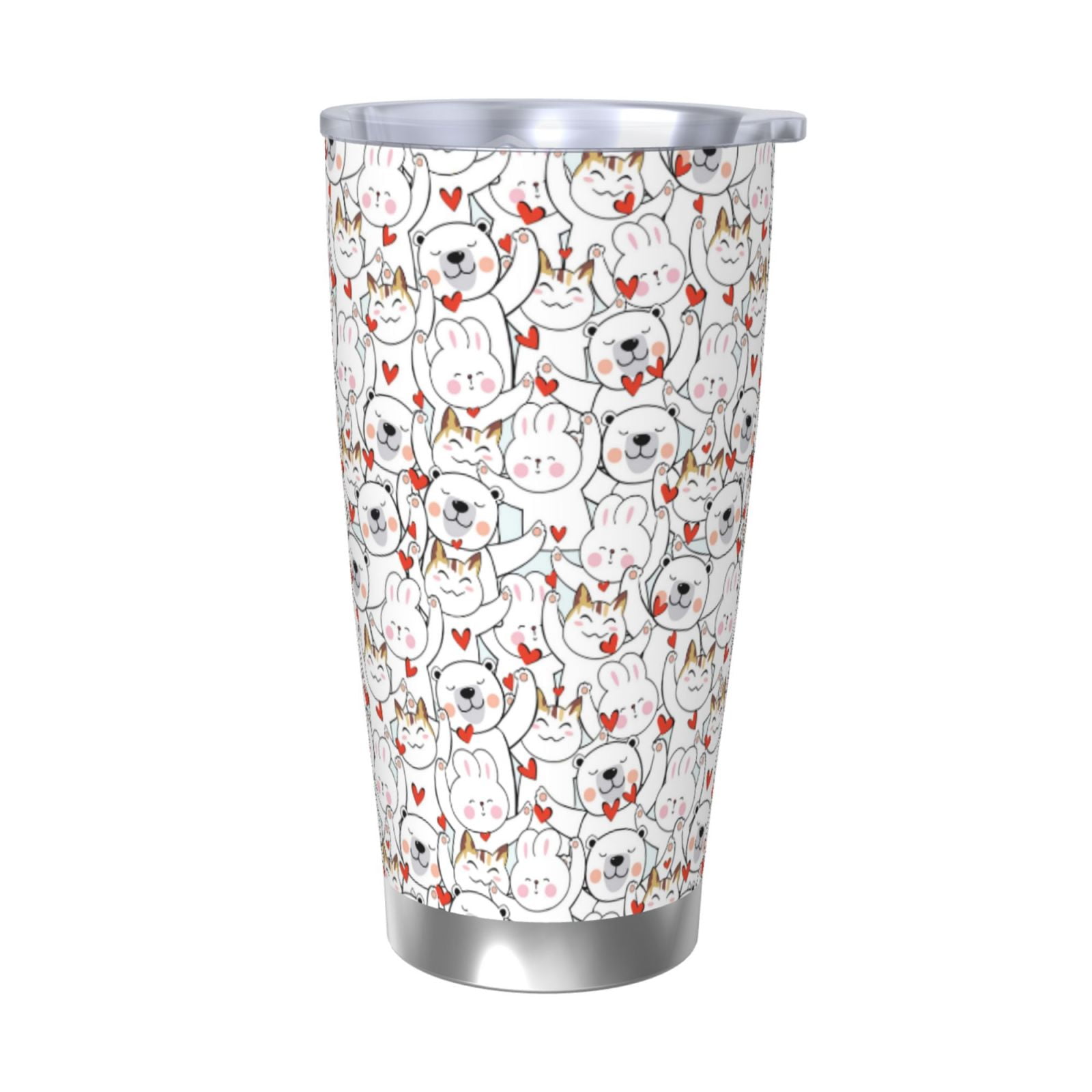 Cauagu Cat Bear Rabbit Pattern 20oz Tumbler,Stainless Steel Vacuum ...