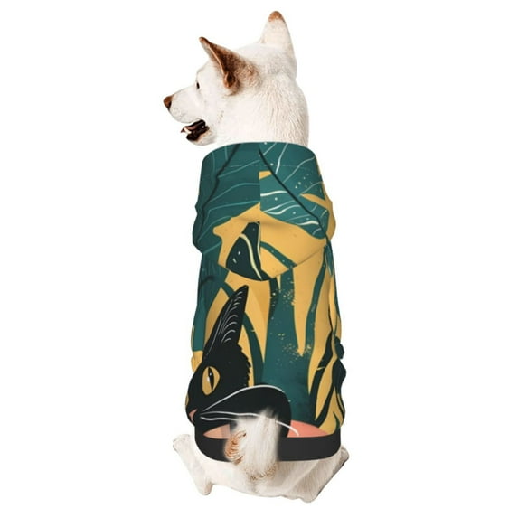 Cauagu Cat Hiding In Potted Plants Pattern Winter Pet Hoodie Sweatshirts- Dog Hoodie Sweater with Leash Hole - Cute Dog Hoodie - Pet Clothes Puppy Cat Custume -X-Large