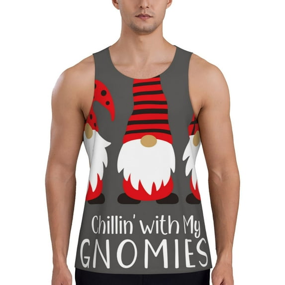 Cauagu Chillin with My Gonme Print Men's Sleeveless Muscle Shirts,Tank Tops Quick Dry Workout Tank Top Gym Muscle Tee Fitness Bodybuilding T Shirt for Men-Small