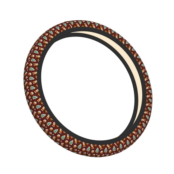 Cauagu Christmas Gingerbread Print Car Steering Wheel Cover - Universal Car Accessory for Diverse Cars for Steering Wheel with a Diameter of 14.5"-15"