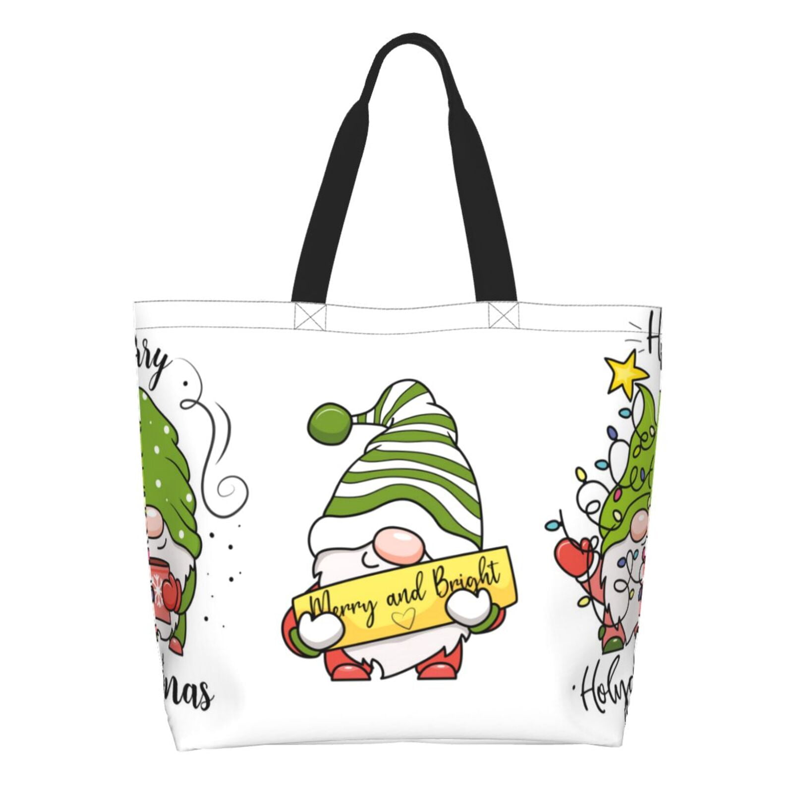 Cauagu Christmas Gnomes Print Women Large Capacity Tote Bag Casual