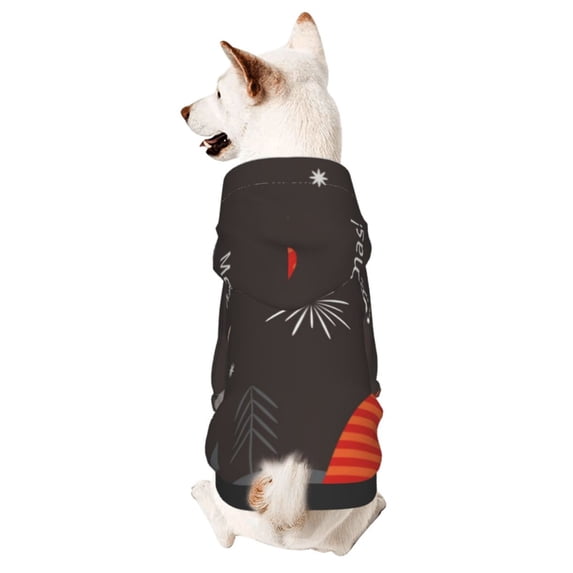 Cauagu Christmas Gnomes In Red Hats Pattern Winter Pet Hoodie Sweatshirts- Dog Hoodie Sweater with Leash Hole - Cute Dog Hoodie - Pet Clothes Puppy Cat Custume -Large