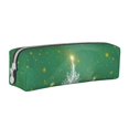 thumbnail image 1 of Cauagu Christmas Green Print Leather Pencil Pen Case - Stationery Bag Portable Stationery Bag Big Capacity Pencil Pouch Cosmetic Organizer Bag for Men & Women, 1 of 7