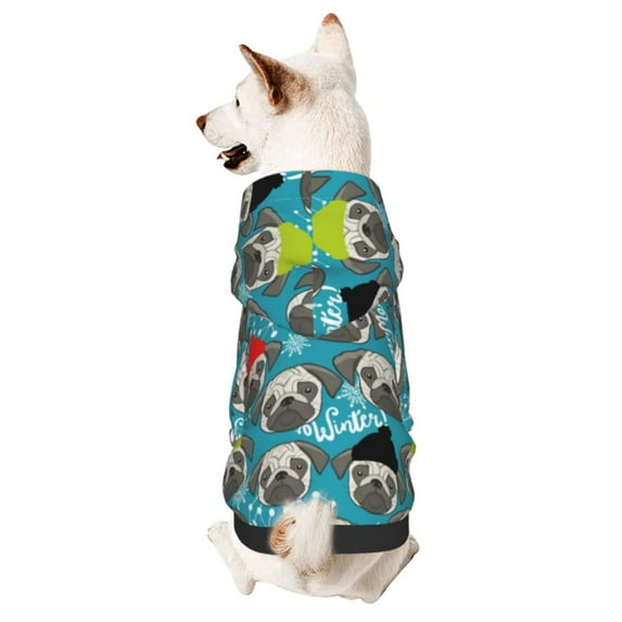 Cauagu Christmas Hat Cute French Bulldog Pattern Winter Pet Hoodie Sweatshirts- Dog Hoodie Sweater with Leash Hole - Cute Dog Hoodie - Pet Clothes Puppy Cat Custume -Small
