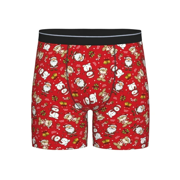 Cauagu Christmas Santa Cartoon Snowman A Print Men's Boxer Briefs, Funny & Cute Underwear Elastic Waistband Briefs Ideal Gift for Men,1-Pack