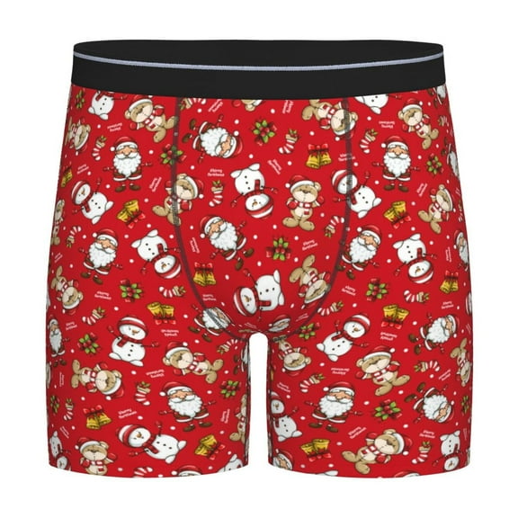 Cauagu Christmas Santa Cartoon Snowman A Print Men's Boxer Briefs, Funny & Cute Underwear Elastic Waistband Briefs Ideal Gift for Men,1-Pack