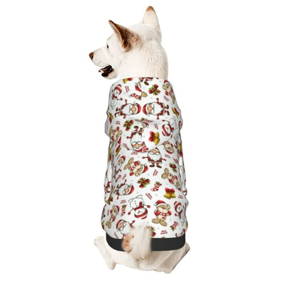 Cauagu Christmas Santa Cartoon Snowman Pattern Winter Pet Hoodie Sweatshirts- Dog Hoodie Sweater with Leash Hole - Cute Dog Hoodie - Pet Clothes Puppy Cat Custume -Medium
