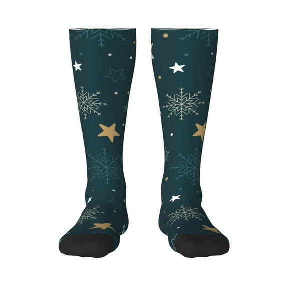 Cauagu Christmas Snowflake Print Women's Men's Ankle Socks 1-pack Casual Athletic Socks for Unisex Adult Moisture-Wicking Socks for Daily Wear/Running/Sport