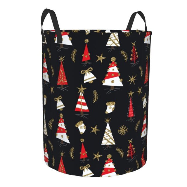 Cauagu Christmas Tree and Gold Socks for Laundry Basket,Collapsible