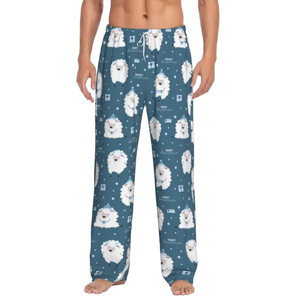 Cauagu Christmas sheep Mens Pajama Pants Sleep & Lounge Pants,PJ Bottoms with Pockets-Large