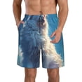 thumbnail image 1 of Cauagu Clear Sky Blue Cat Print Men's Swim Trunks,Hawaiian Bathing Suit Swimsuits Beach Shorts with Pockets for Men Quick Dry Swimming Board Shorts-X-Large, 1 of 6