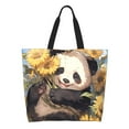 Cauagu Clear Sky Cute Sunflower Panda Print Women Large Capacity Tote