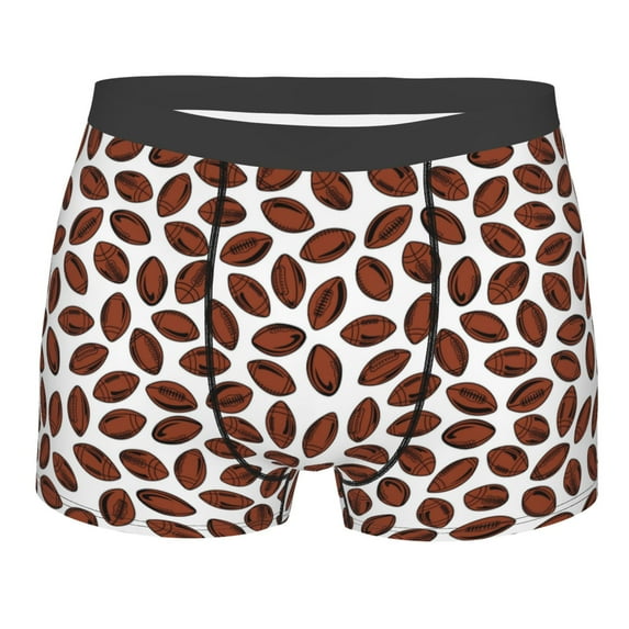Cauagu Coffee Rugby Print Boxer Briefs for Men,Comfortable Breathable Men's Underwear Moisture Wicking Underpants -Small