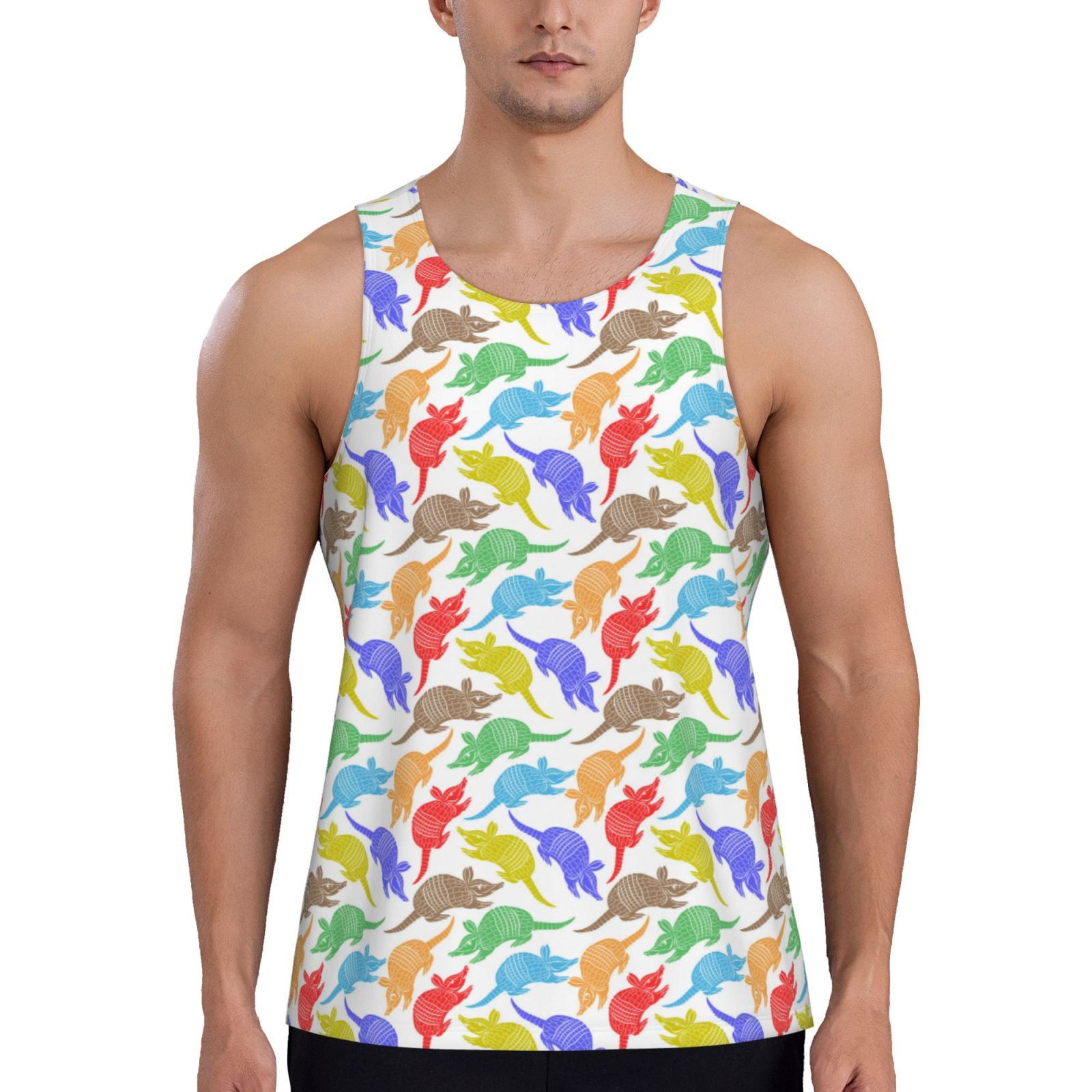 Cauagu Colored Armadillos Print Men's Sleeveless Muscle Shirts,Tank