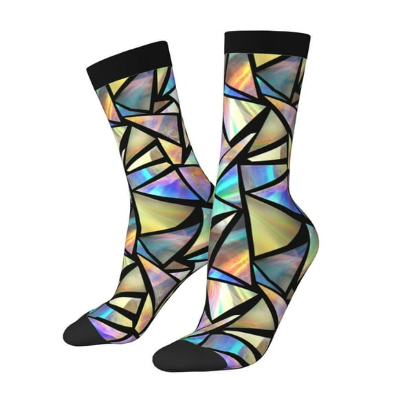 Cauagu Colored Glass Print Crew Socks for Women and Men,Adult Athletic Running Socks 1-Pair Sports Socks Work Gear Socks with Moisture Wicking