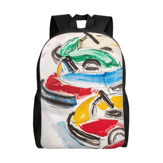 Cauagu Colorful Abstract Bumper Cars Print Backpacks,Travel Daypack Casual Laptop Backpack Bookbag Fits 15 Inch Computer for Men Women