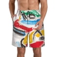 thumbnail image 1 of Cauagu Colorful Abstract Bumper Cars Print Men's Swim Trunks,Hawaiian Bathing Suit Swimsuits Beach Shorts with Pockets for Men Quick Dry Swimming Board Shorts-Small, 1 of 6