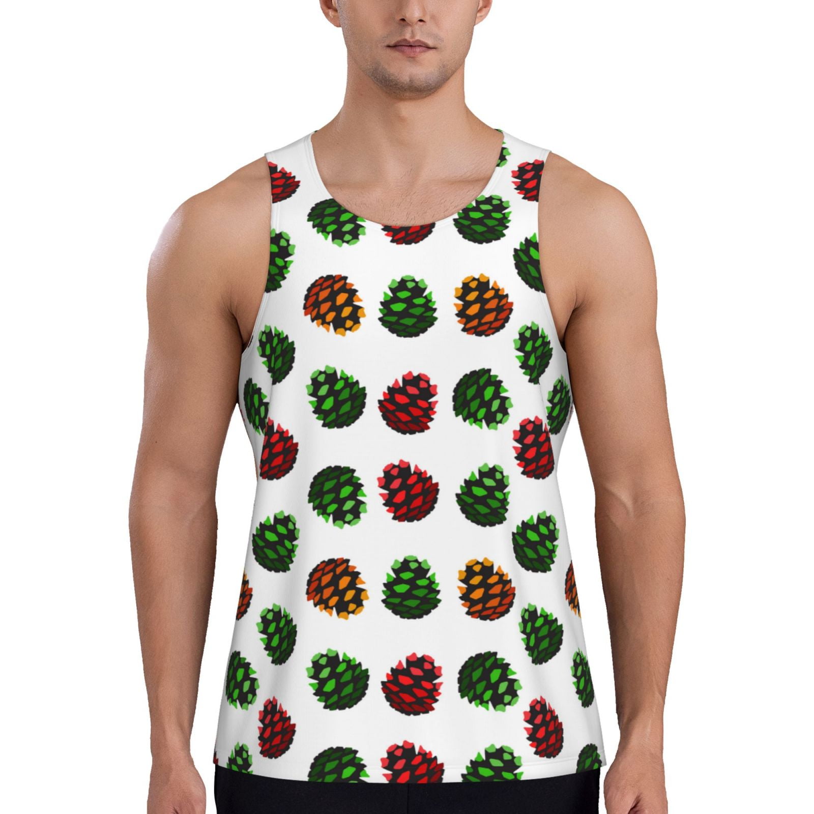 Cauagu Colorful Autumn Pinecones Print Men's Sleeveless Muscle Shirts