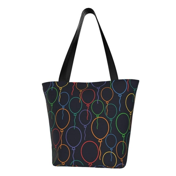 Cauagu Colorful Balloons Print Canvas Aesthetic Tote Bag for Women Beach Bag Shopping Bags Shoulder Bag Reusable Grocery Bags
