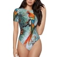thumbnail image 1 of Cauagu Colorful Birds Pine Branch Women's Crew Neck Round Short Sleeve T Shirts Tops Bodysuit Daily Jumpsuit-XX-Large, 1 of 7