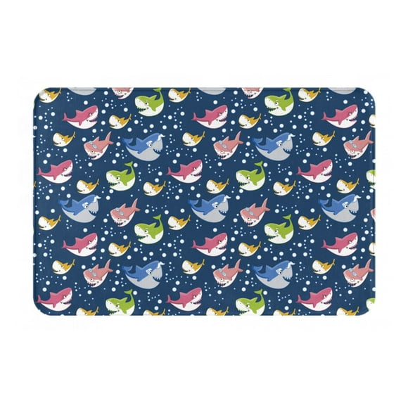 Cauagu Colorful Cartoon Shark Print Front Door Mat for Indoor Entrance 16x24 Inche,Absorbent Doormat Washable Carpet for Bathroom/Garage/Kitchen/Entry/Back