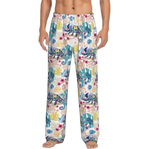 Cauagu Colorful Chameleons Mens Pajama Pants Sleep & Lounge Pants,PJ Bottoms with Pockets-Large
