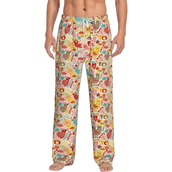 Cauagu Colorful Chicken Mens Pajama Pants Sleep & Lounge Pants,PJ Bottoms with Pockets-Small