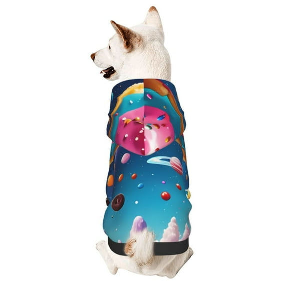 Cauagu Colorful Donut Pattern Winter Pet Hoodie Sweatshirts- Dog Hoodie Sweater with Leash Hole - Cute Dog Hoodie - Pet Clothes Puppy Cat Custume -XX-Large