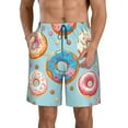 thumbnail image 1 of Cauagu Colorful Donut Print Men's Swim Trunks,Hawaiian Bathing Suit Swimsuits Beach Shorts with Pockets for Men Quick Dry Swimming Board Shorts-Small, 1 of 6
