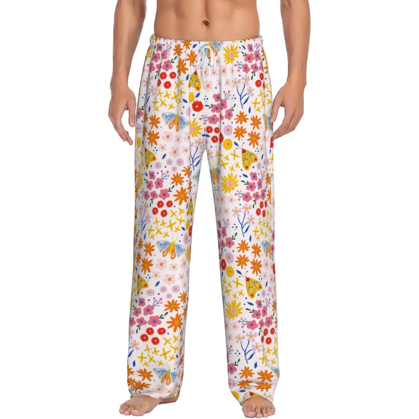 Cauagu Colorful Floral Mens Pajama Pants Sleep & Lounge Pants,PJ