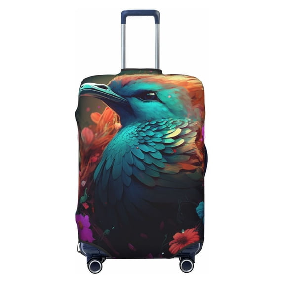 Cauagu Colorful Flower Bird Print Travel Luggage Cover,Travel Dust-proof Suitcase Cover Softside Suitcase Protector for 18-32inch,Not Included Suitcase