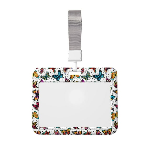 Cauagu Colorful Flying Butterflies for ID Badge Holder,Badge Holder with Windows Key Card Work Badge Sleeve for Office/ Factory/ID Credit Cards/Proximity Key Cards